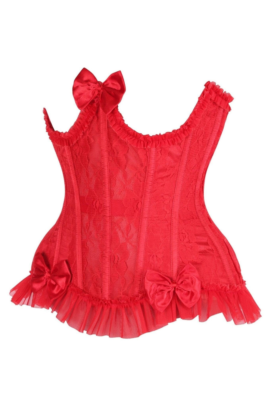 Daisy Corsets Top Drawer Steel Boned Red Lace Underwire Burlesque Underbust Corset Cincher in Red 