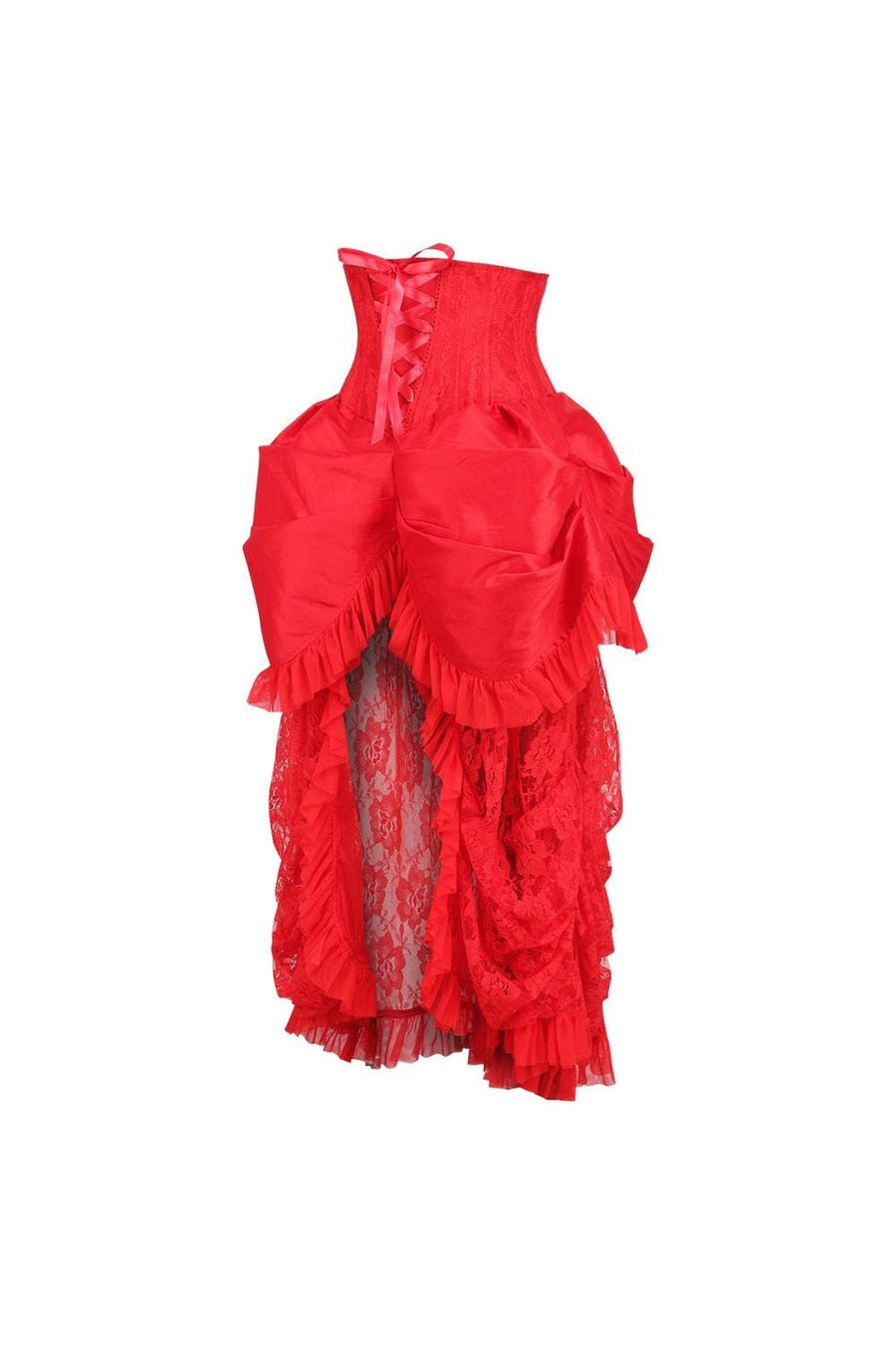 Daisy Corsets Top Drawer Steel Boned Red Lace Victorian Bustle Underbust Corset Dress in Red 