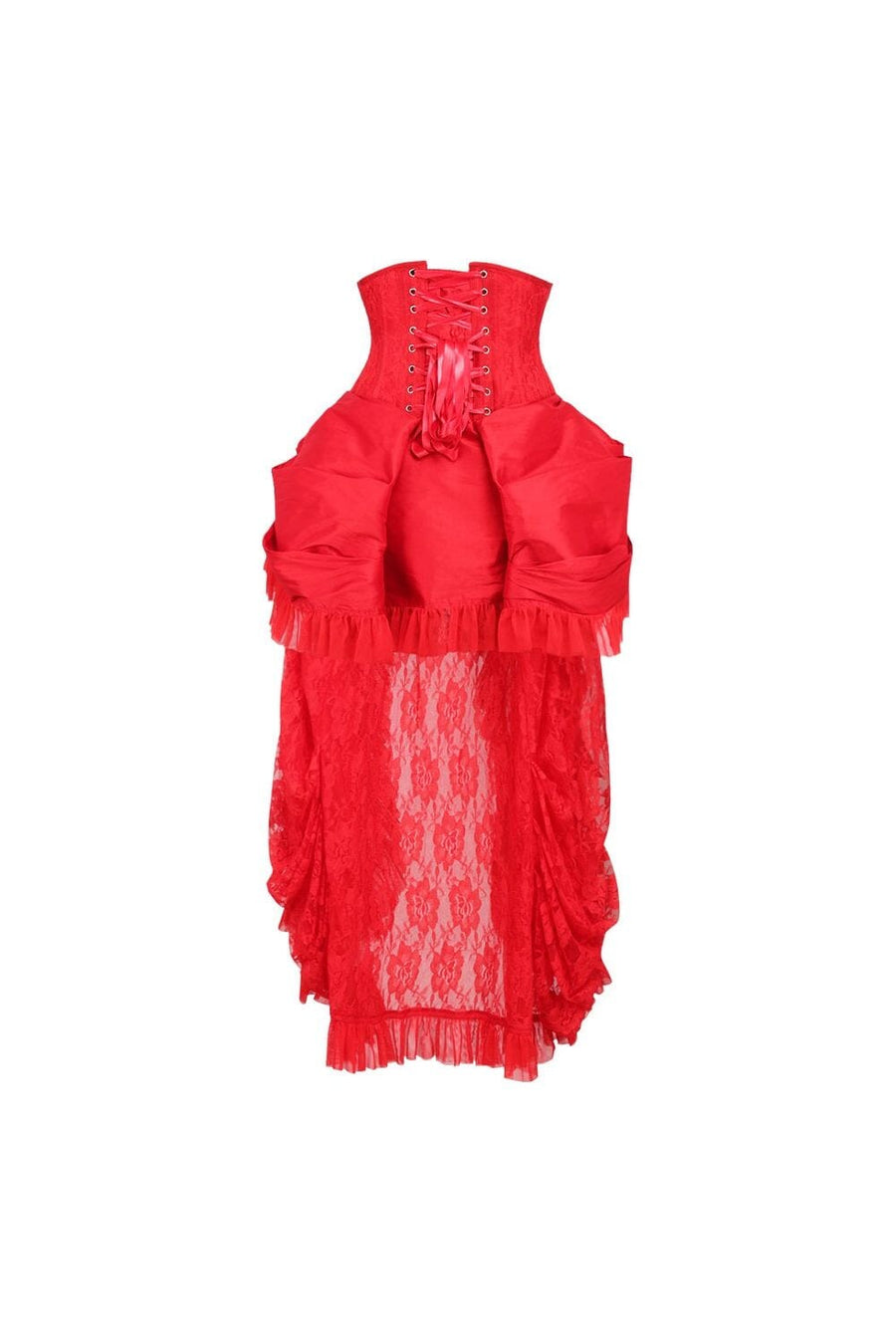 Daisy Corsets Top Drawer Steel Boned Red Lace Victorian Bustle Underbust Corset Dress in Red 