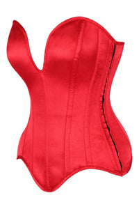 Daisy Corsets Top Drawer Steel Boned Red Satin Plunge Neckline Overbust Corset in Red 