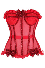 Top Drawer Steel Boned Red Sequin Underwire Bustier Corset