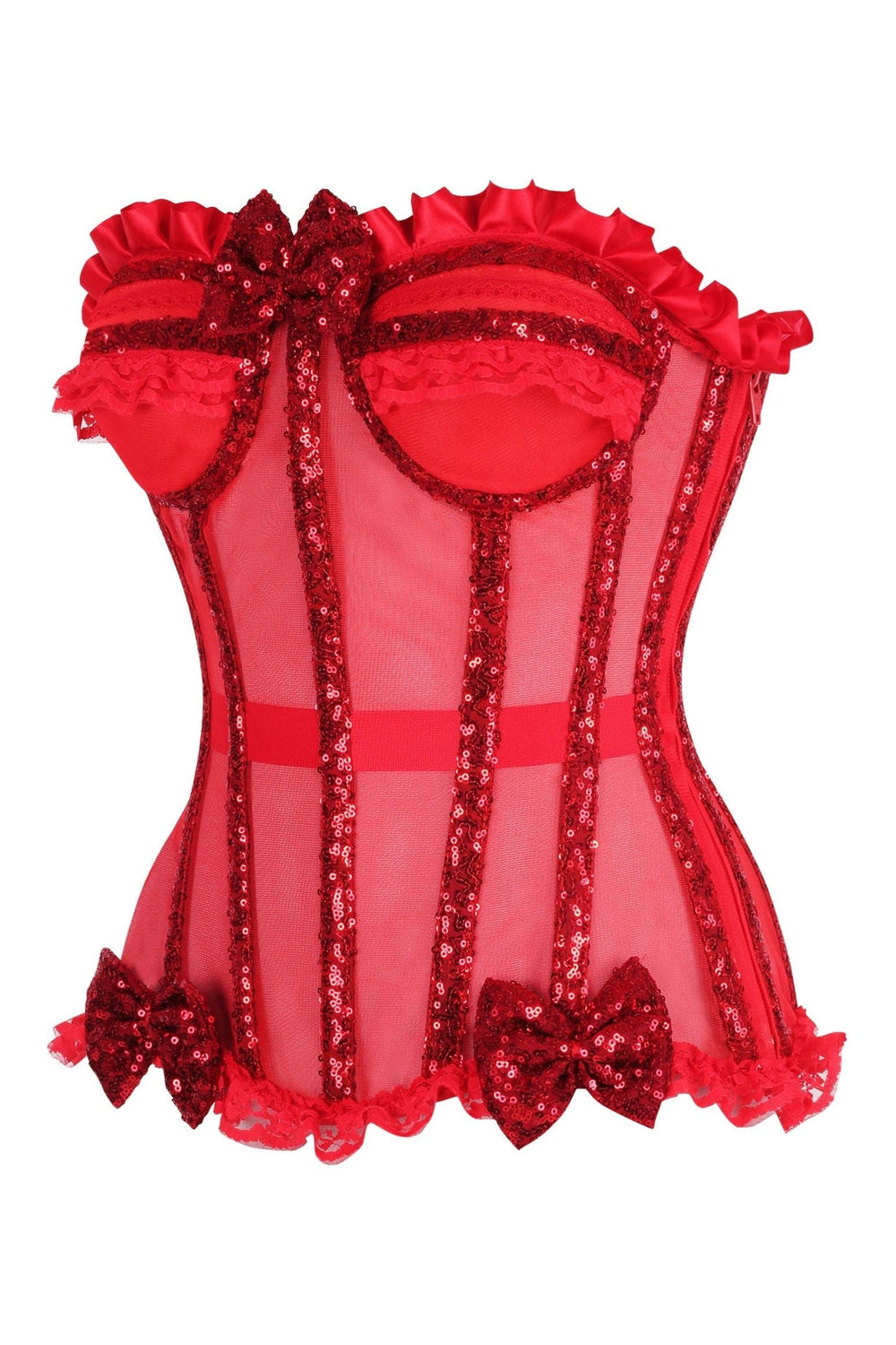 Daisy Corsets Top Drawer Steel Boned Red Sequin Underwire Bustier Corset in Red 