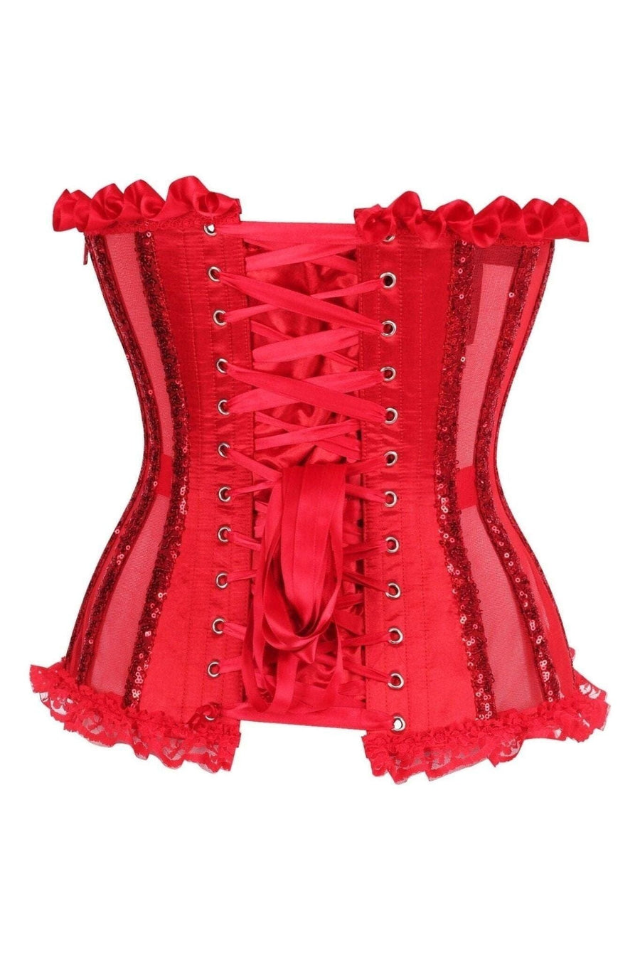 Daisy Corsets Top Drawer Steel Boned Red Sequin Underwire Bustier Corset in Red 