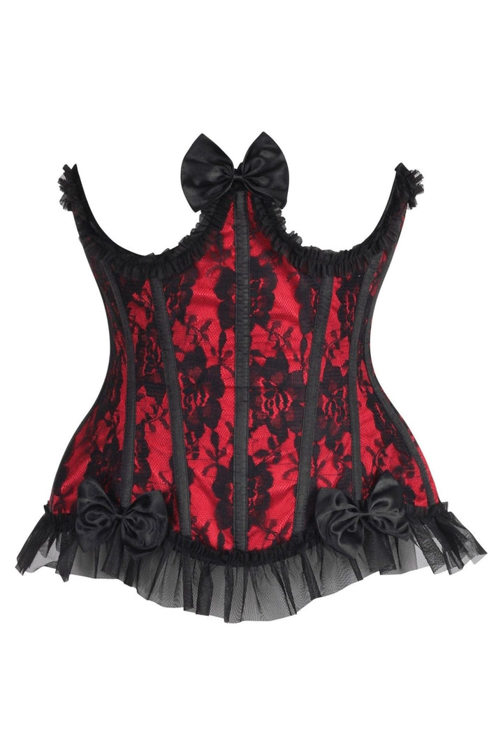 Top Drawer Steel Boned Red/Black Lace Underwire Burlesque Underbust Corset Cincher