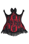 Top Drawer Steel Boned Red/Black Lace Underwire Burlesque Underbust Corset Cincher