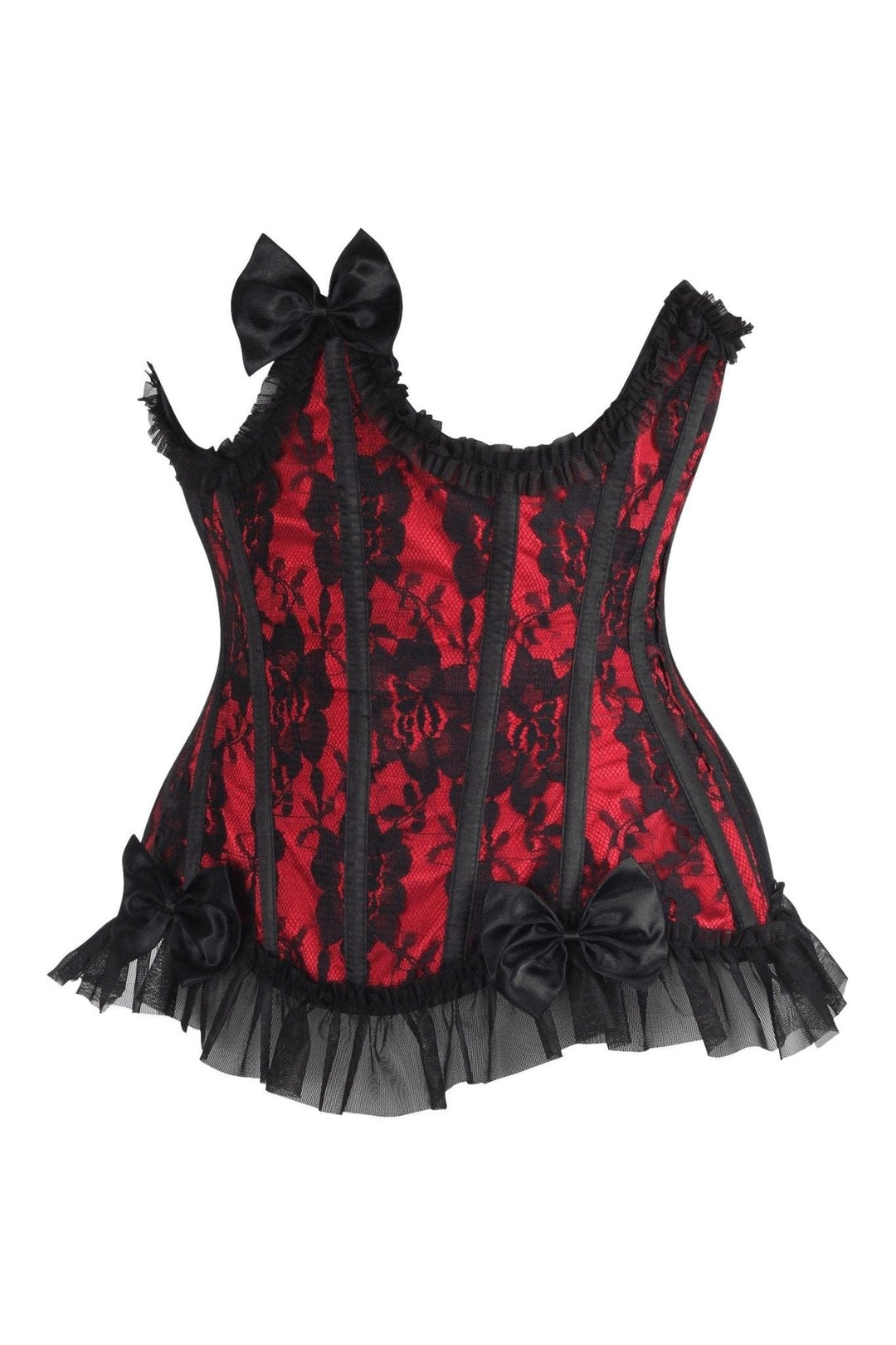 Top Drawer Steel Boned Red/Black Lace Underwire Burlesque Underbust Corset Cincher