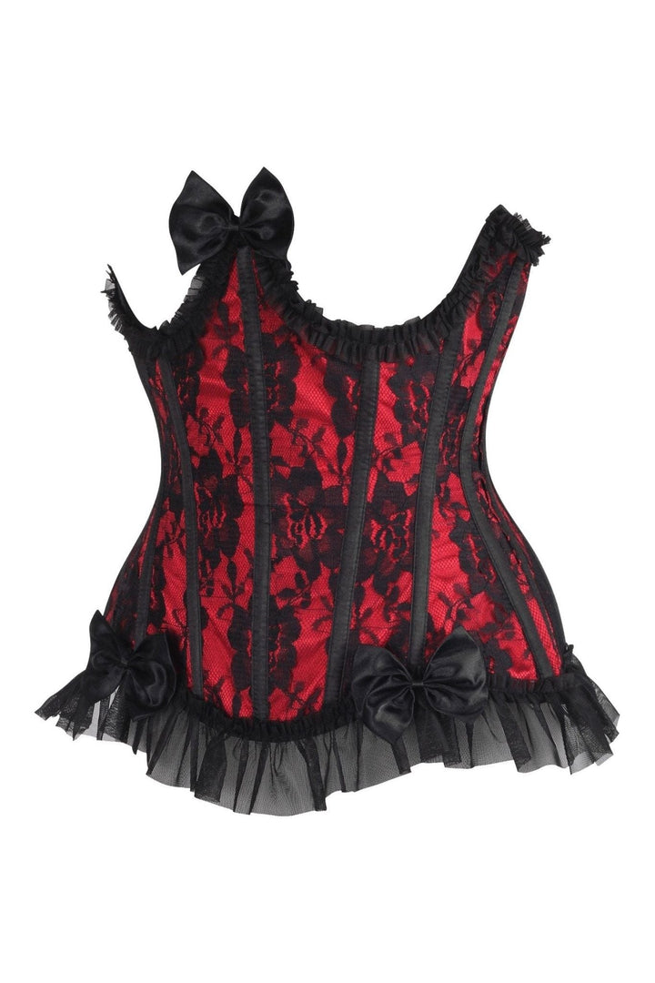 Top Drawer Steel Boned Red/Black Lace Underwire Burlesque Underbust Corset Cincher
