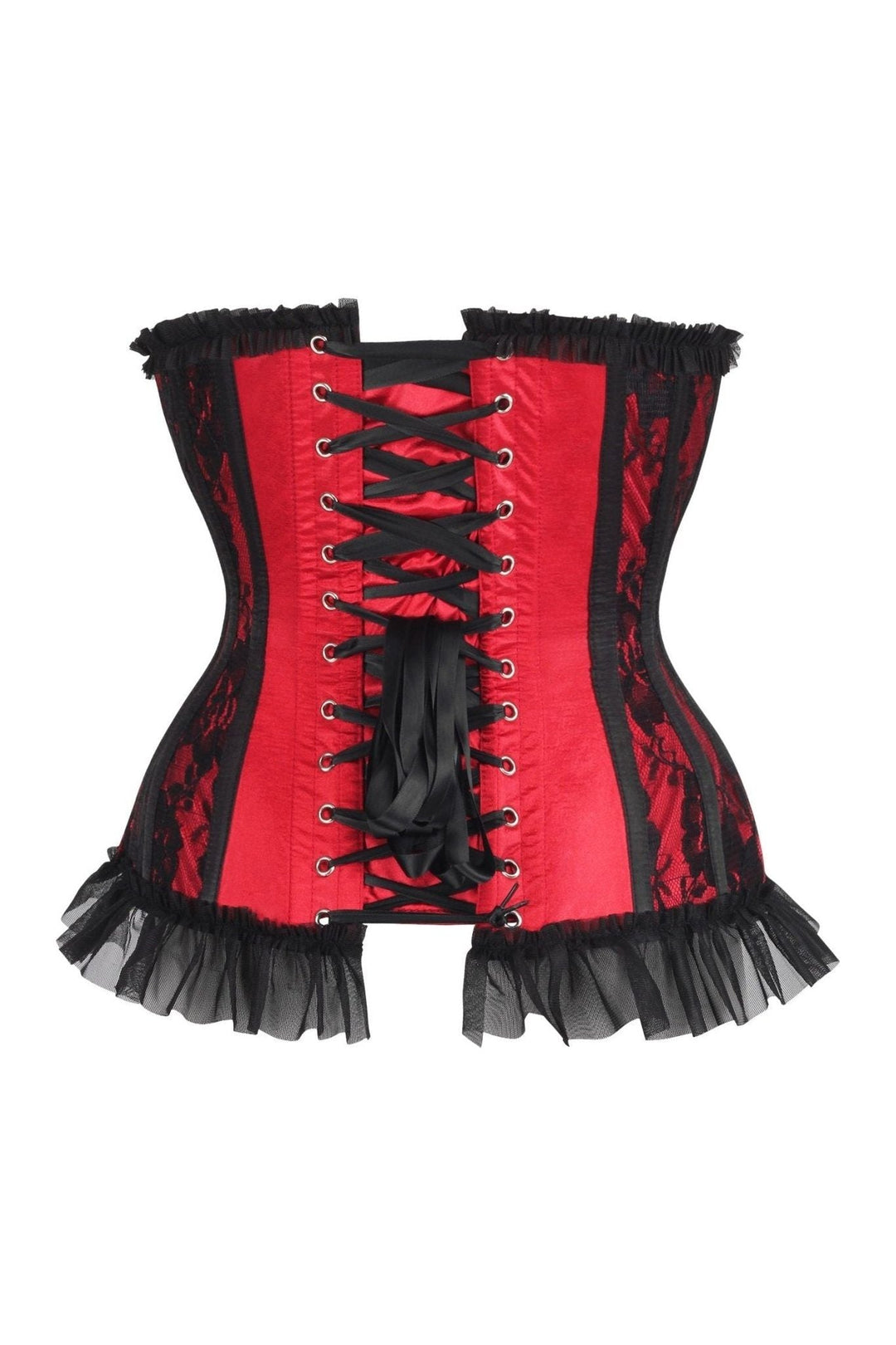 Top Drawer Steel Boned Red/Black Lace Underwire Burlesque Underbust Corset Cincher