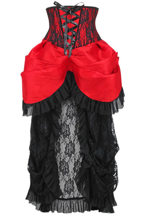 Top Drawer Steel Boned Red/Black Lace Victorian Bustle Underbust Corset Dress