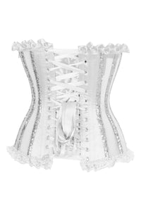 Daisy Corsets Top Drawer Steel Boned Silver Sequin Underwire Bustier Corset in Silver 