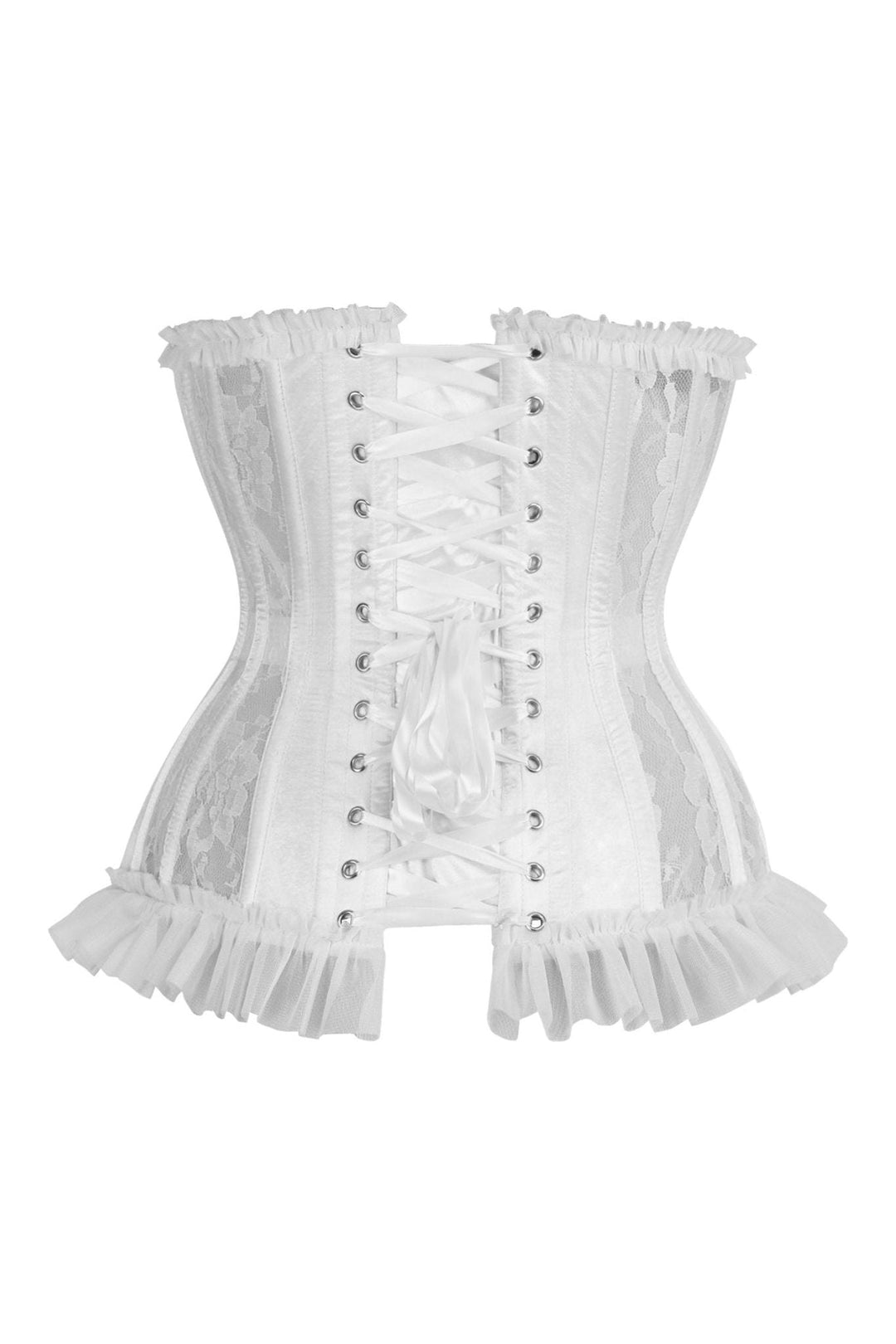 Top Drawer Steel Boned White Lace Underwire Burlesque Underbust Corset Cincher