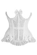 SS-Top Drawer Steel Boned White Lace Underwire Burlesque Underbust Corset Cincher