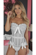 Top Drawer Steel Boned White Mesh Underwire Bustier Corset