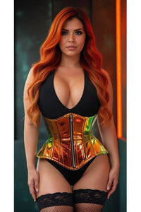 Daisy Corsets Top Drawer Sunset Holo Double Steel Boned Underbust Waist Cincher Corset in Multi 