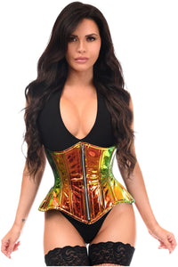 Daisy Corsets Top Drawer Sunset Holo Double Steel Boned Underbust Waist Cincher Corset in Multi 