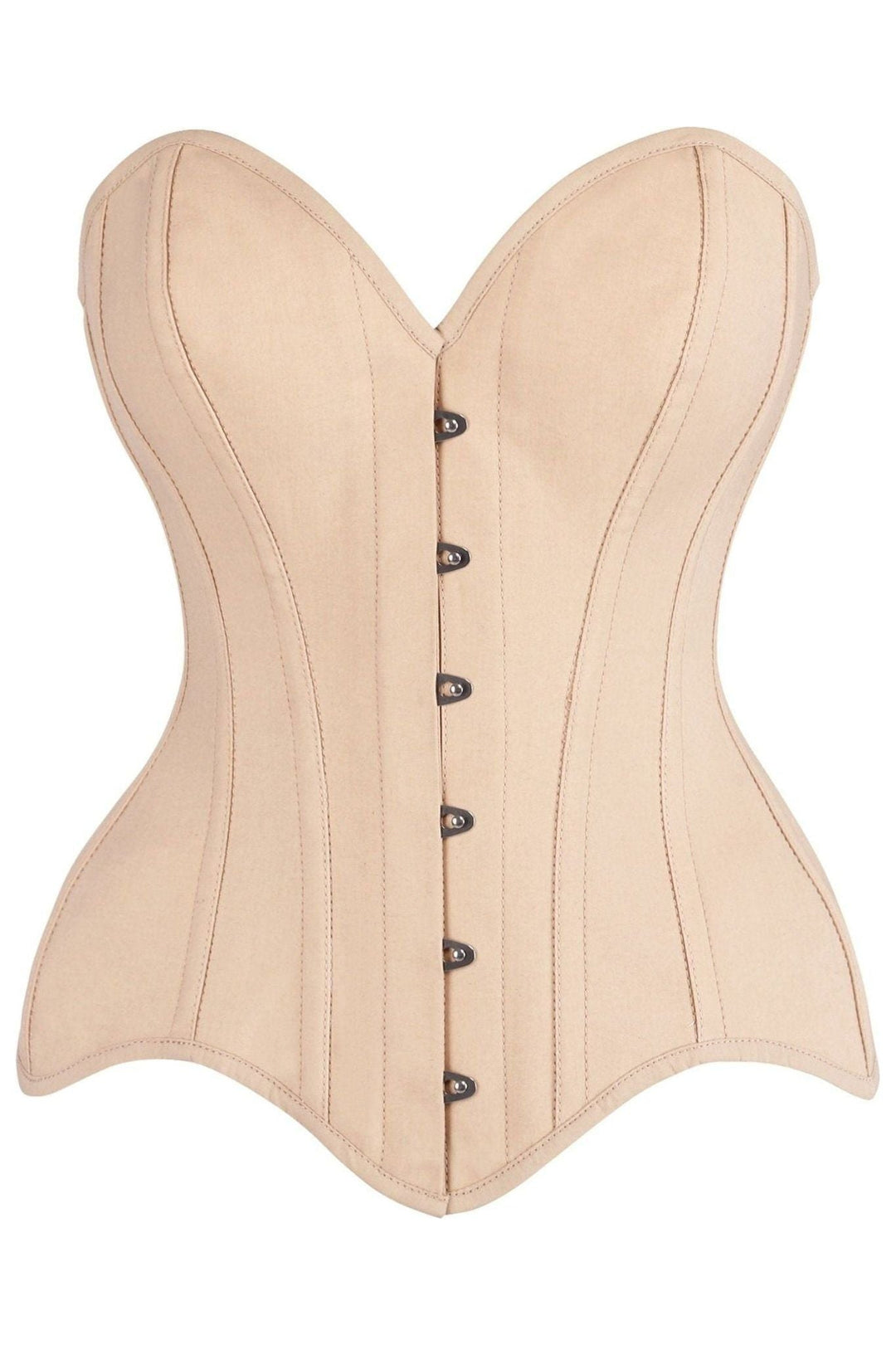 Daisy Corsets Top Drawer Tan Cotton Steel Boned Overbust Corset in Bone  from SexyShoes.com