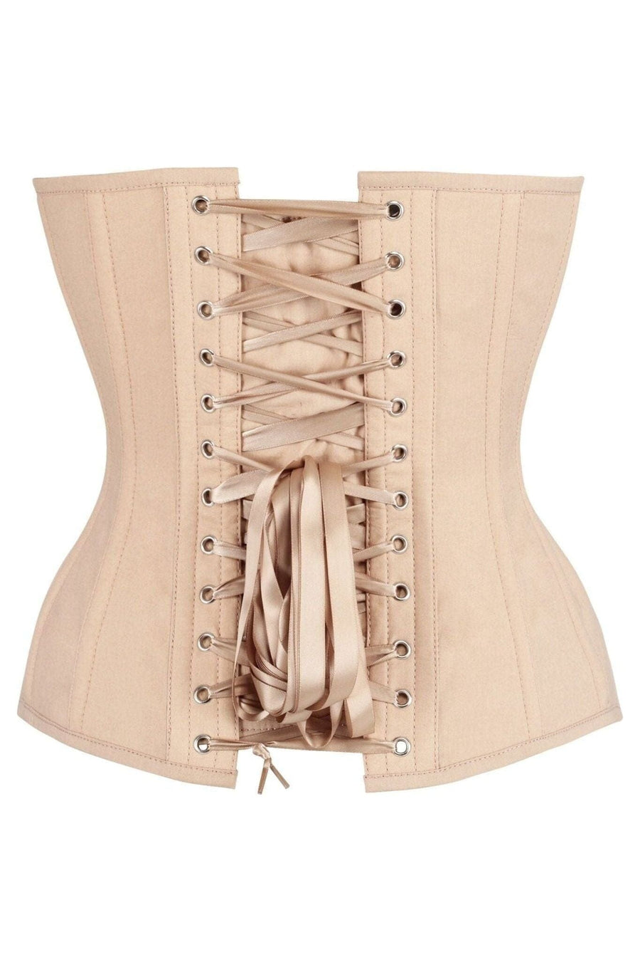 Daisy Corsets Top Drawer Tan Cotton Steel Boned Overbust Corset in Bone 