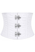 Top Drawer White Brocade Steel Boned Mini Cincher w/Clasps