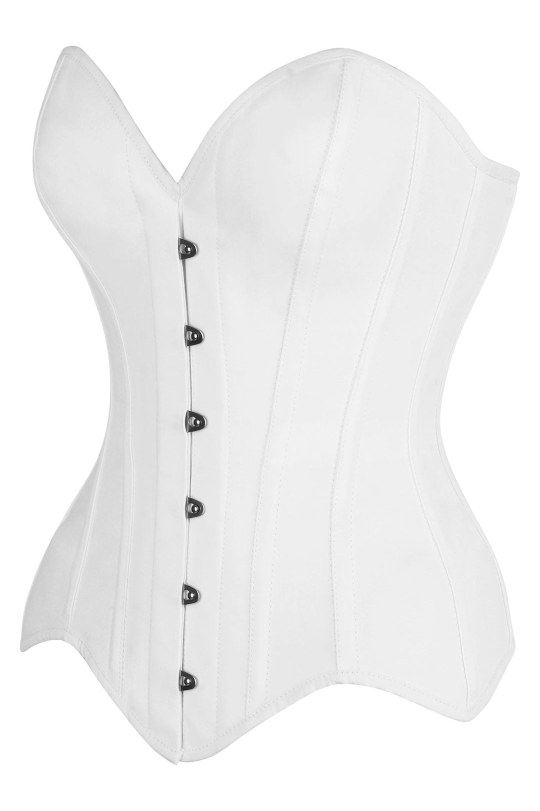 Daisy Corsets Top Drawer White Cotton Steel Boned Overbust Corset in White 
