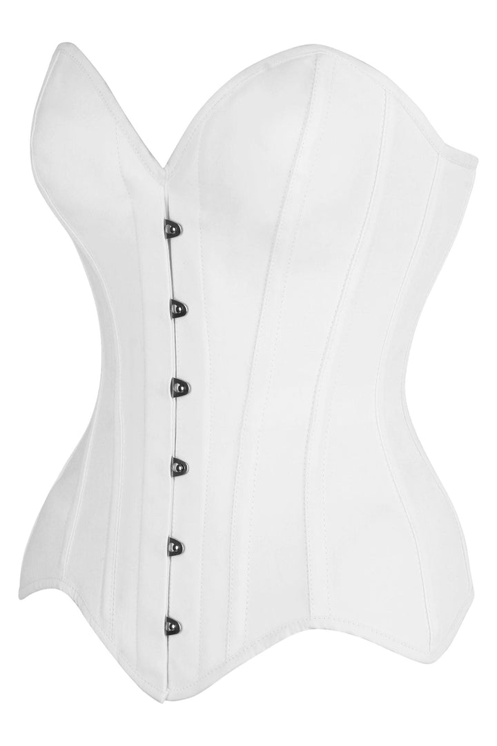 SS-Top Drawer White Cotton Steel Boned Overbust Corset