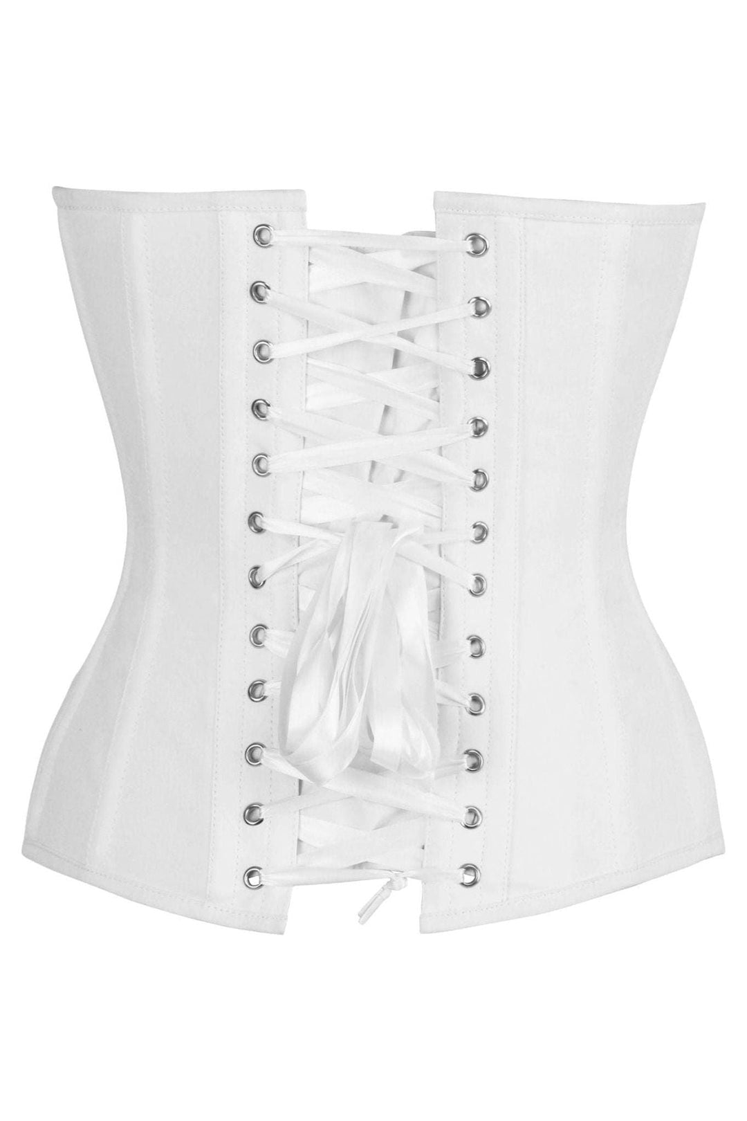 Daisy Corsets Top Drawer White Cotton Steel Boned Overbust Corset in White 