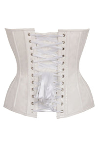 Daisy Corsets Top Drawer White Patent Leather Steel Boned Overbust Corset in White 
