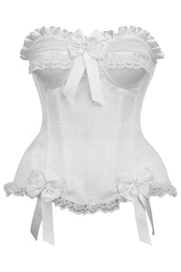 Daisy Corsets Top Drawer White Satin Steel Boned Burlesque Corset in White  from SexyShoes.com