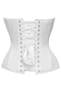 Daisy Corsets Top Drawer White Satin Steel Boned Overbust Corset in White 