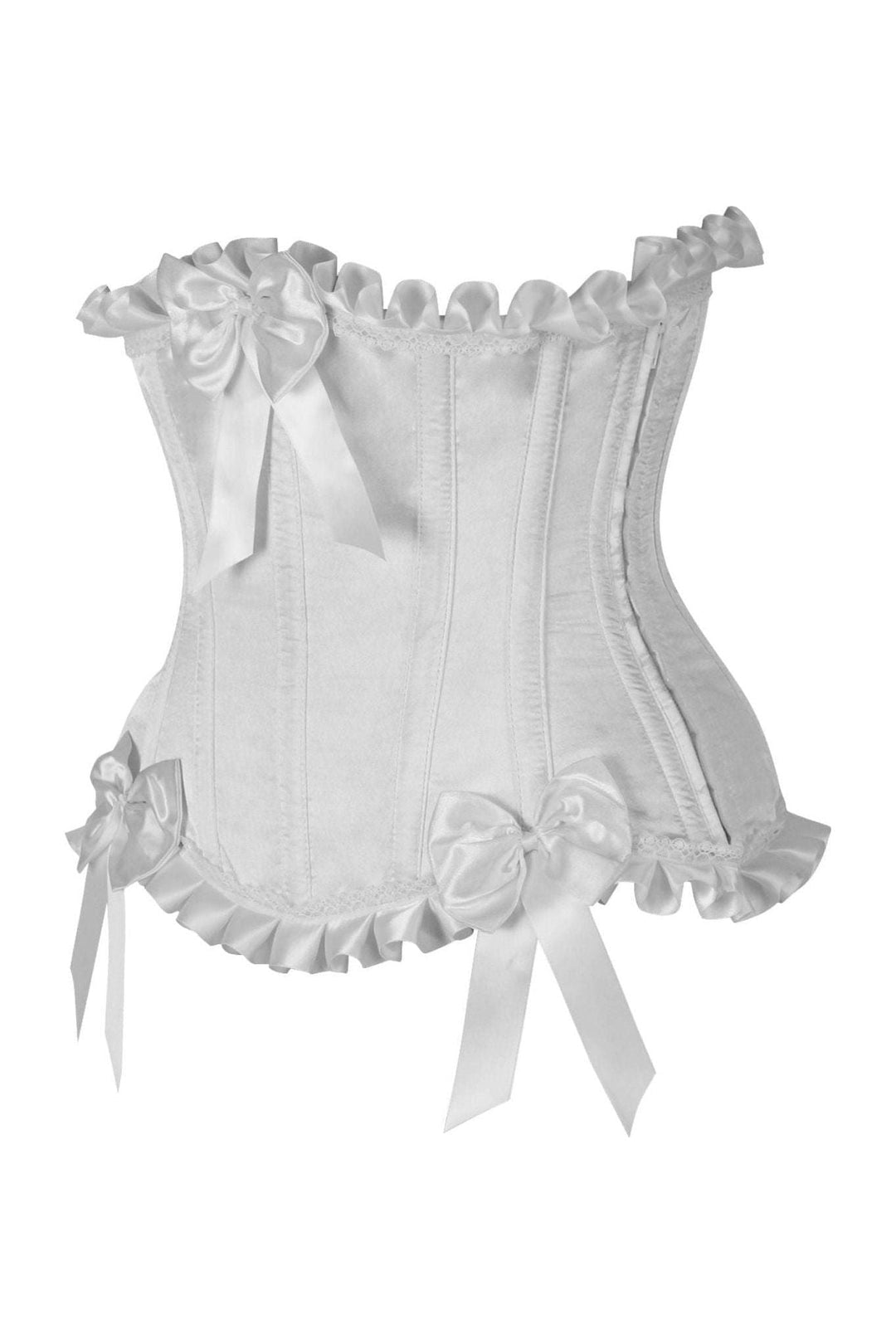 Daisy Corsets Top Drawer White Steel Boned Burlesque Underbust Corset Waist Cincher in White 