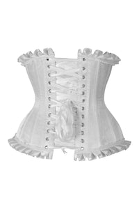 Daisy Corsets Top Drawer White Steel Boned Burlesque Underbust Corset Waist Cincher in White 
