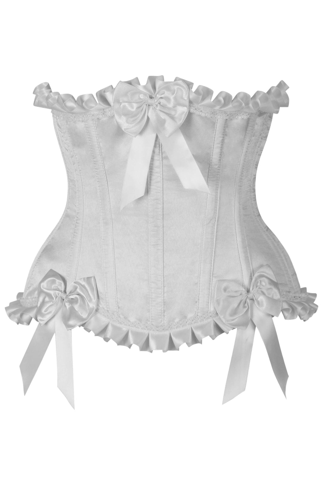 Daisy Corsets Top Drawer White Steel Boned Burlesque Underbust Corset Waist Cincher in White  from SexyShoes.com