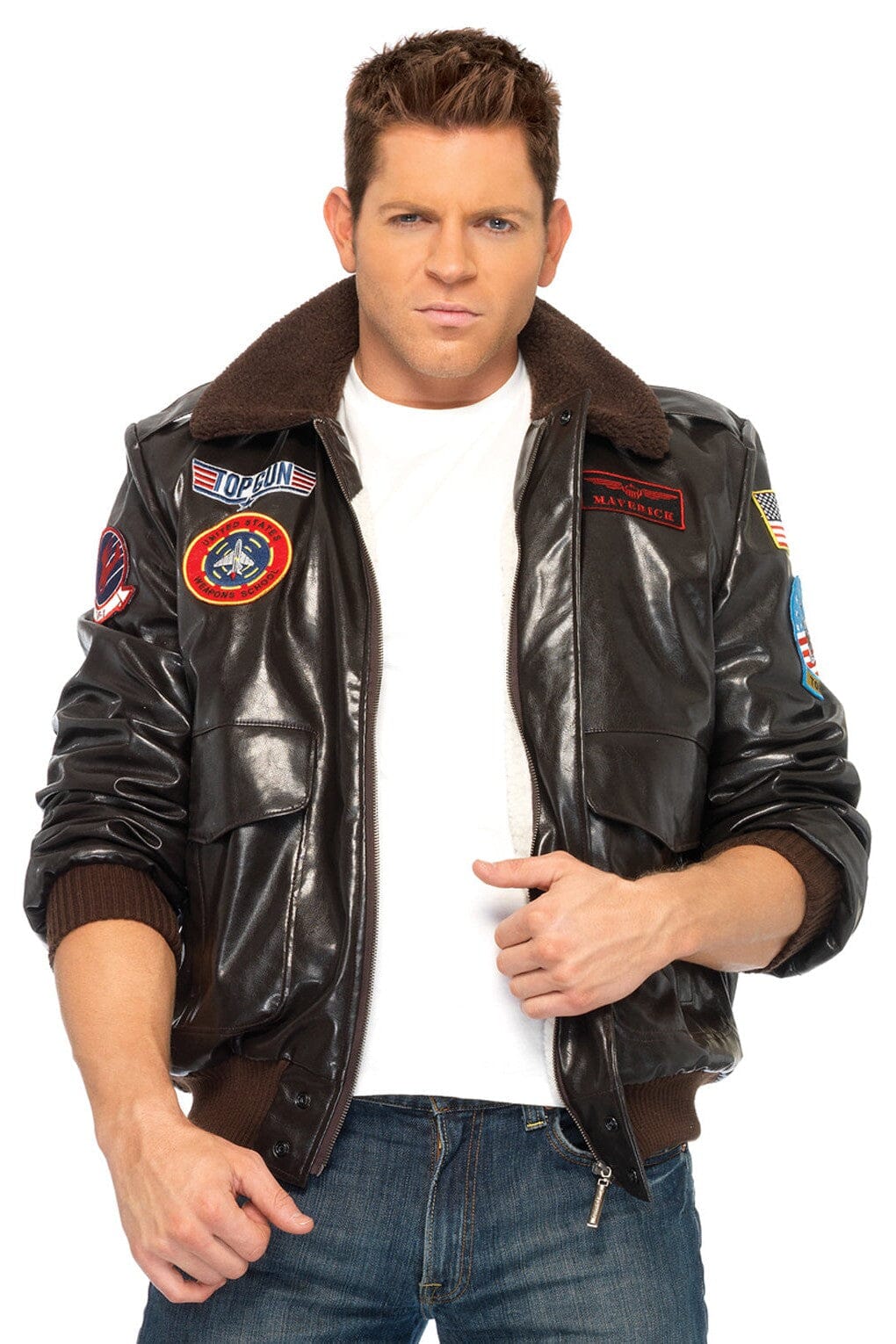 Leg Avenue Top Gun Men's Bomber Jacket SM in Brown  from SexyShoes.com