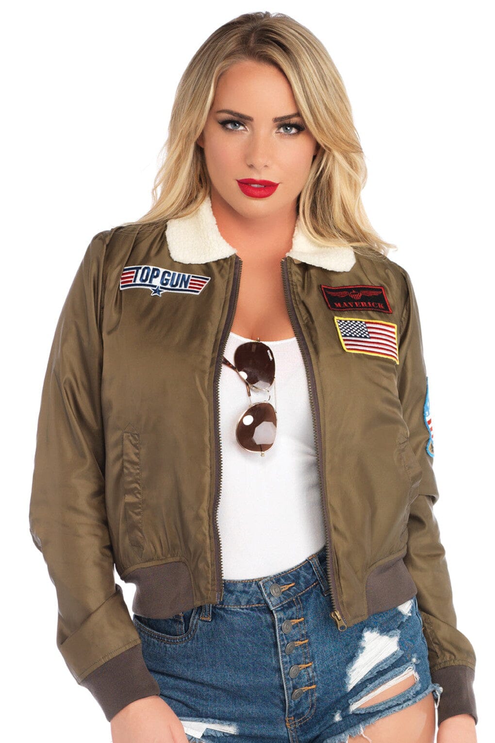 Leg Avenue Top Gun women's nylon bomber in Nude  from SexyShoes.com