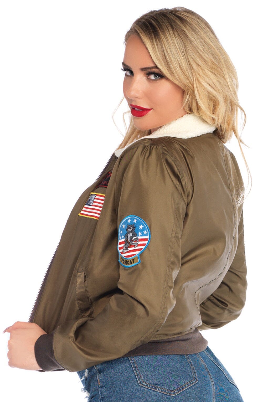Leg Avenue Top Gun women's nylon bomber in Nude 
