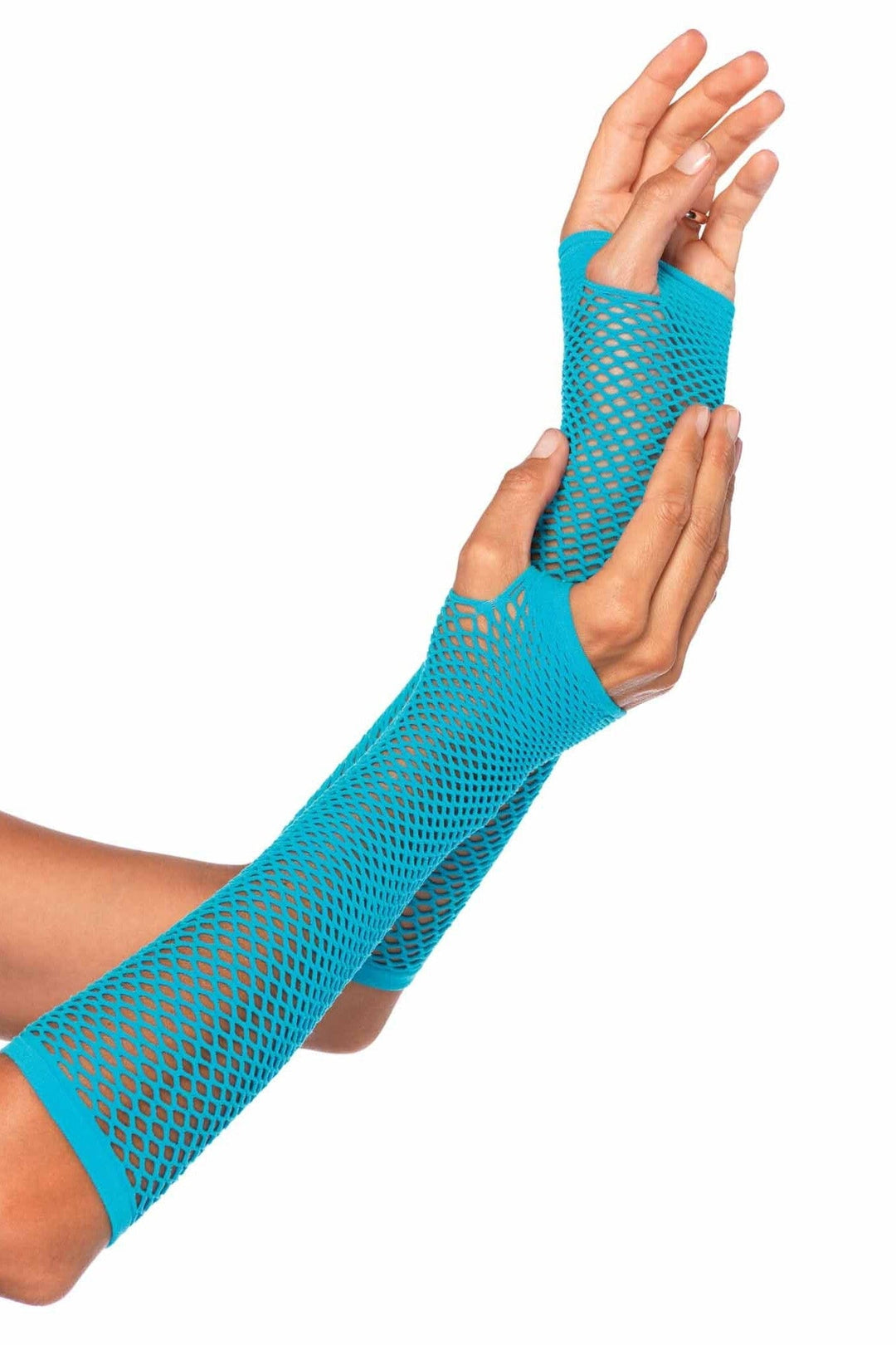 Leg Avenue Triangle Net Fingerless Gloves in Blue  from SexyShoes.com