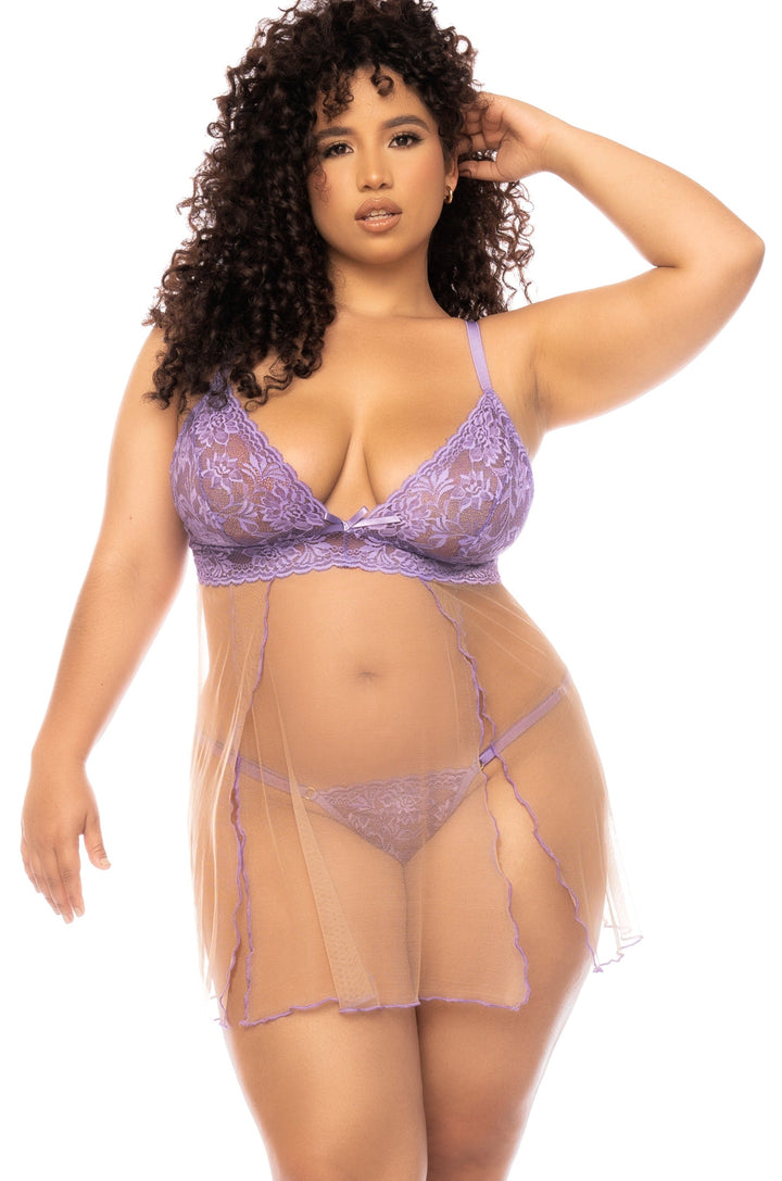 Tulle Babydoll with Side Slits | Plus Size