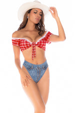 Two-Piece Cowgirl Costume with Off-the-Shoulder Top