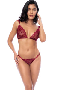 Mapale Two Piece Set Bralette with Matching Thong in Burgundy  from SexyShoes.com