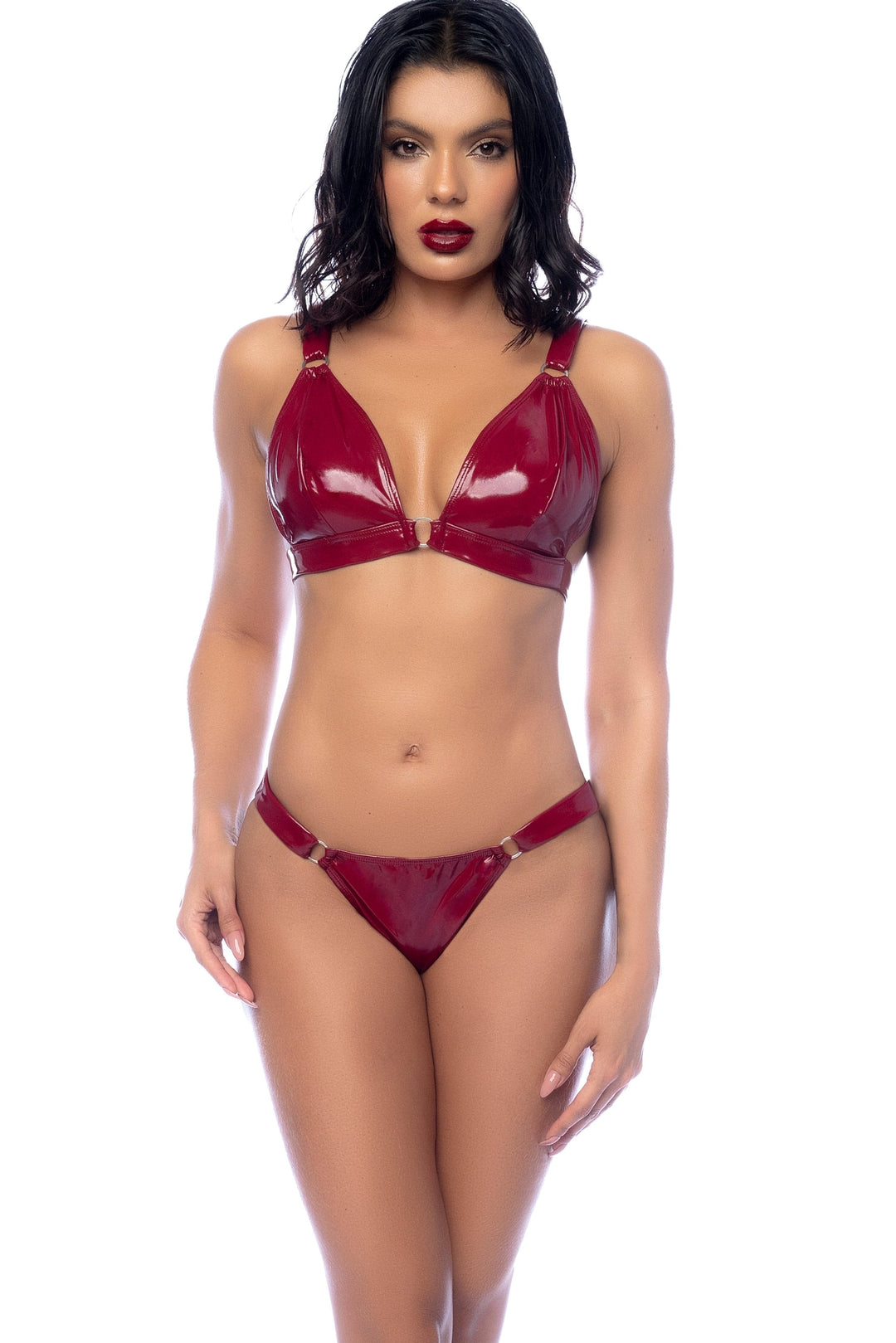 Mapale Burgundy Two Piece Set Bralette with Metal Rings SEXYSHOES.COM Mapale Burgundy Two Piece Set Bralette with Metal Rings SEXYSHOES.COM