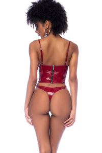 Mapale Two Piece Set Bustier with Matching Bottom in Burgundy 