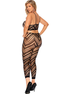 Two-Piece Zig Zag Crochet Net Set-Dancewear Sets-SEXYSHOES.COM