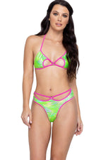 Two-Tone Keyhole Triangle Tie-Top