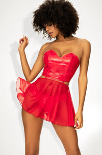 Mapale Two in One Vinyl Lingerie Set and Babydoll in Red  from SexyShoes.com