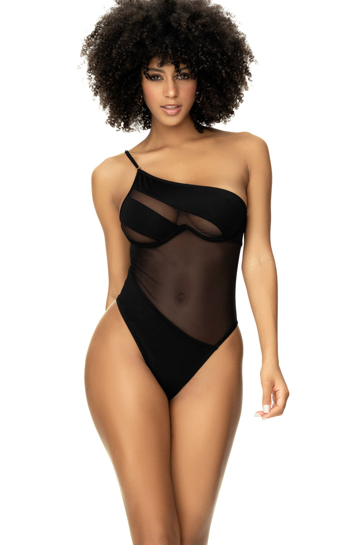 Underwired One Piece Swimsuit with Sheer Mesh Panels