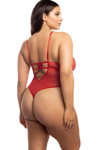 Oh La La Cheri Unlined Underwire Lace And Satin Teddy in Red 