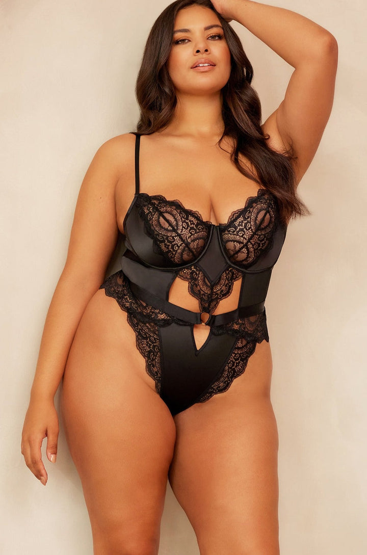 Unlined Underwire Teddy With Stretch Satin