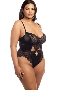 Unlined Underwire Teddy With Stretch Satin-Teddies-SEXYSHOES.COM