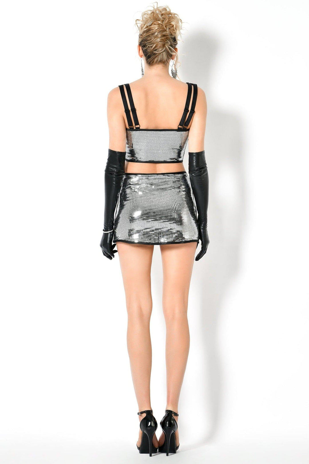 Les P'Tites Folies VESUBIE Disco Sequin Top in Silver 