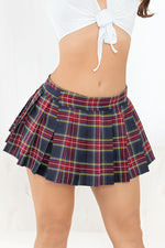 Velcro Pleated Plaid Standard Mini Skirt