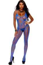Vertical Stripe Floral Crochet Bodystocking